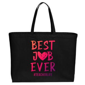 Best Job Ever Teacher Life Gift 1St Grade Teacher Gift Cotton Canvas Jumbo Tote