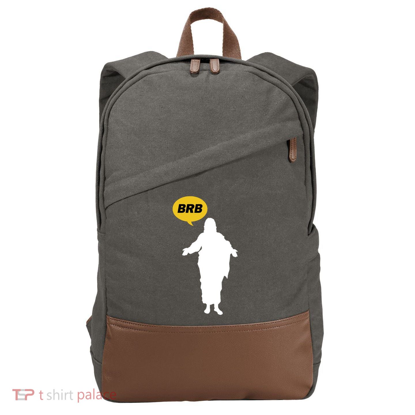 Brb Jesus Easter Sunday Cotton Canvas Backpack