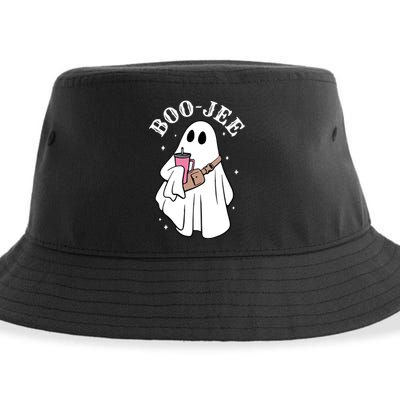 Boo Jee Funny Halloween Shopaholic Ghost Sustainable Bucket Hat