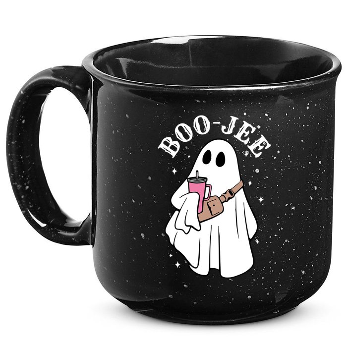 Boo Jee Funny Halloween Shopaholic Ghost 15oz Campfire Ceramic Mug