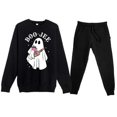 Boo Jee Funny Halloween Shopaholic Ghost Premium Crewneck Sweatsuit Set