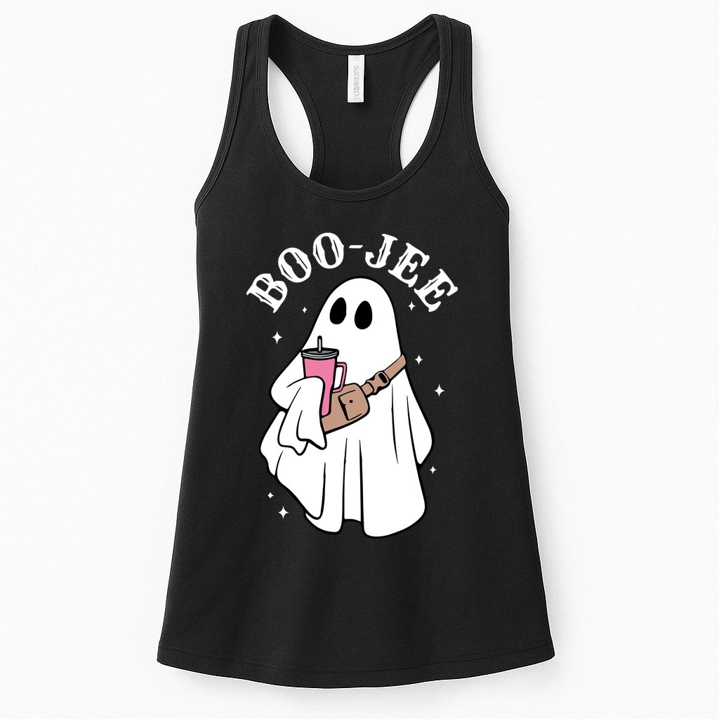 Boo Jee Funny Halloween Shopaholic Ghost Womens Tank Top