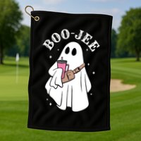 Boo Jee Funny Halloween Shopaholic Ghost Golf Towel