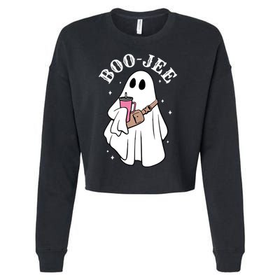 Boo Jee Funny Halloween Shopaholic Ghost Cropped Pullover Crew