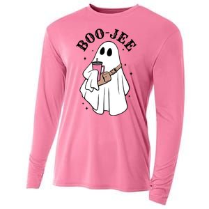 Boo Jee Funny Halloween Shopaholic Ghost Cooling Performance Long Sleeve Crew