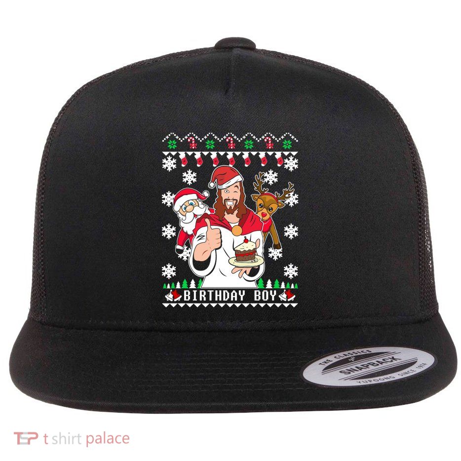 Birthday Jesus Funny Ugly Christmas Funny Gift Flatbill Hat