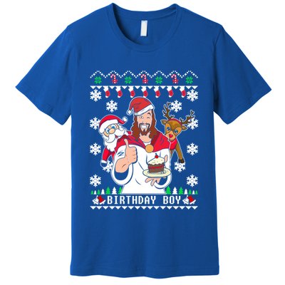 Birthday Jesus Funny Ugly Christmas Funny Gift Premium T-Shirt