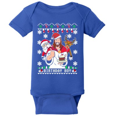Birthday Jesus Funny Ugly Christmas Funny Gift Baby Bodysuit