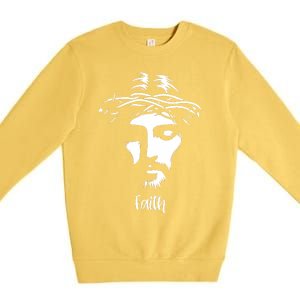 Beautiful Jesus Face Crown Of Thorns Christian Faith Peace Premium Crewneck Sweatshirt