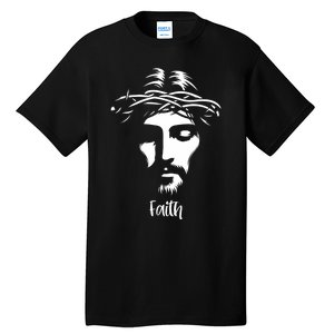 Beautiful Jesus Face Crown Of Thorns Christian Faith Peace Tall T-Shirt