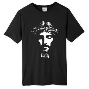 Beautiful Jesus Face Crown Of Thorns Christian Faith Peace Tall Fusion ChromaSoft Performance T-Shirt