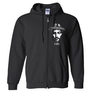 Beautiful Jesus Face Crown Of Thorns Christian Faith Peace Full Zip Hoodie