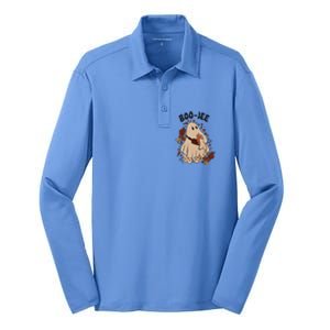 Boo Jee Fall Halloween Ghost Funny Silk Touch Performance Long Sleeve Polo