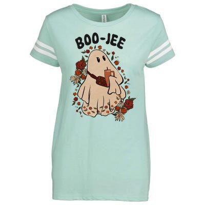 Boo Jee Fall Halloween Ghost Funny Enza Ladies Jersey Football T-Shirt