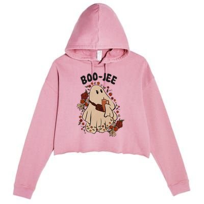 Boo Jee Fall Halloween Ghost Funny Crop Fleece Hoodie