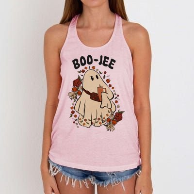 Boo Jee Fall Halloween Ghost Funny Women's Knotted Racerback Tank