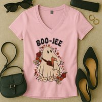 Boo Jee Fall Halloween Ghost Funny Women's V-Neck T-Shirt