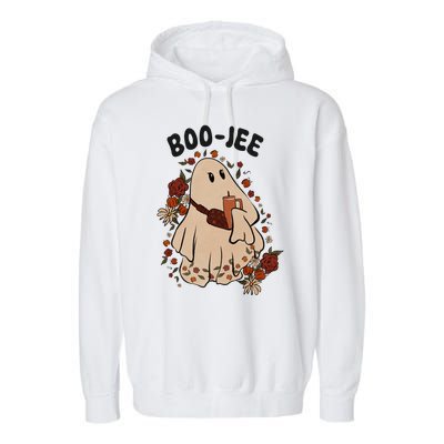 Boo Jee Fall Halloween Ghost Funny Garment-Dyed Fleece Hoodie