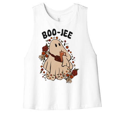 Boo Jee Fall Halloween Ghost Funny Women's Racerback Cropped Tank