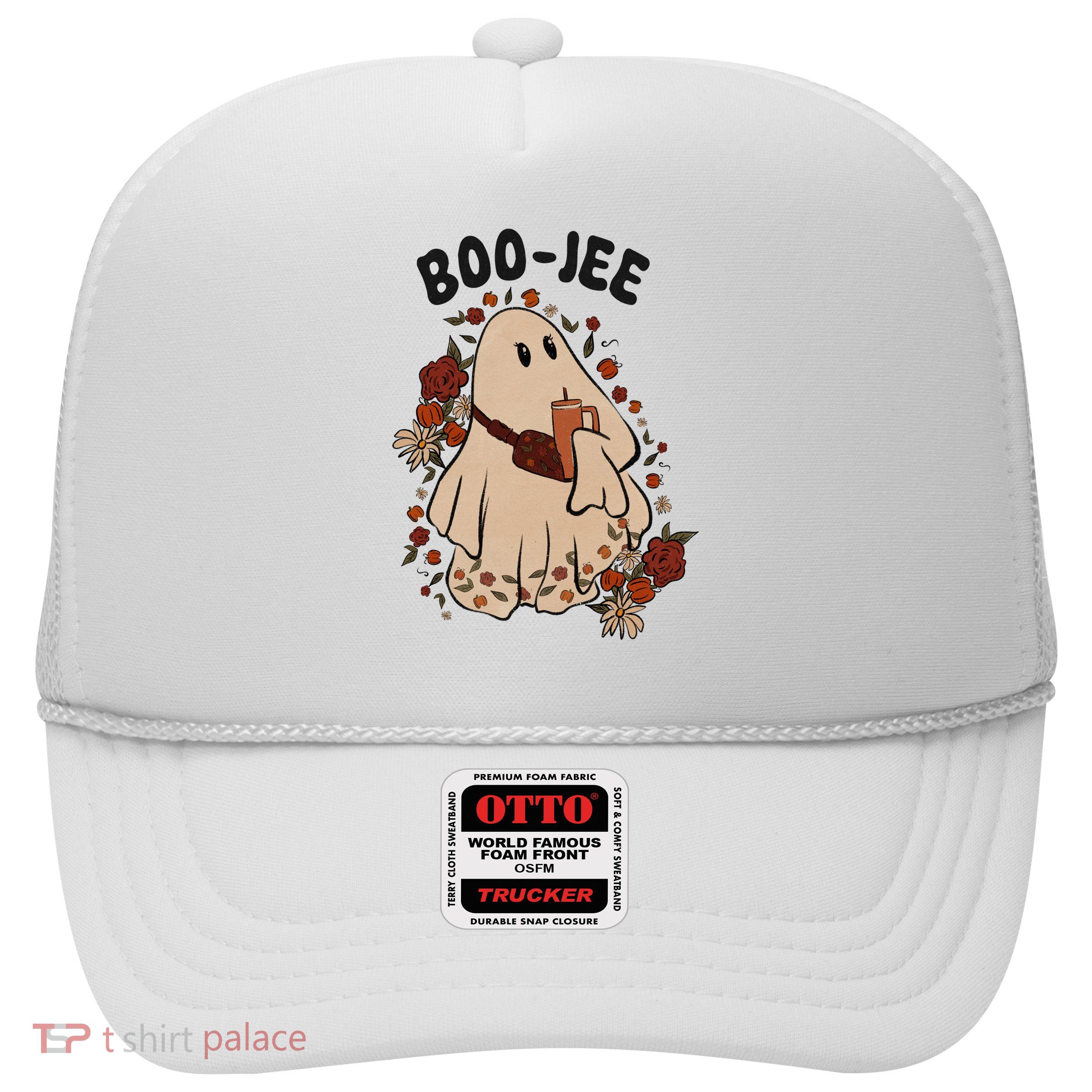 Boo Jee Fall Halloween Ghost Funny Trucker Hat