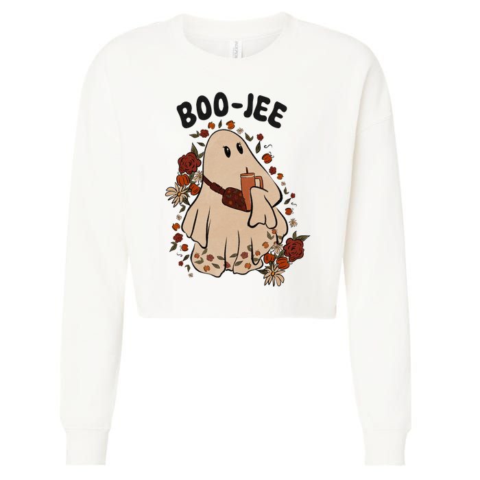 Boo Jee Fall Halloween Ghost Funny Cropped Pullover Crew