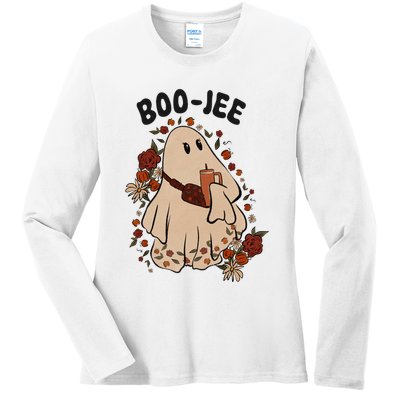 Boo Jee Fall Halloween Ghost Funny Ladies Long Sleeve Shirt