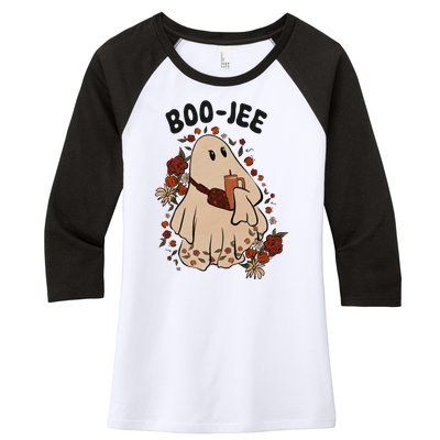 Boo Jee Fall Halloween Ghost Funny Women's Tri-Blend 3/4-Sleeve Raglan Shirt