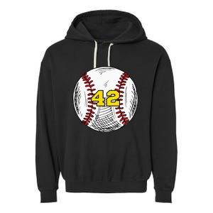 Baseball Jersey Favorite Lucky Number 42 Garment-Dyed Fleece Hoodie