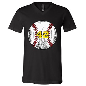 Baseball Jersey Favorite Lucky Number 42 V-Neck T-Shirt