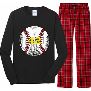 Baseball Jersey Favorite Lucky Number 42 Long Sleeve Pajama Set