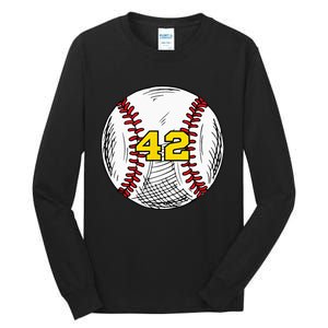 Baseball Jersey Favorite Lucky Number 42 Tall Long Sleeve T-Shirt