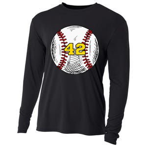 Baseball Jersey Favorite Lucky Number 42 Cooling Performance Long Sleeve Crew