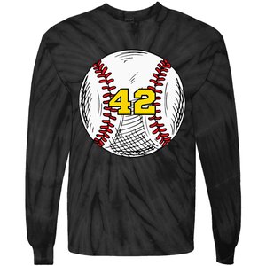 Baseball Jersey Favorite Lucky Number 42 Tie-Dye Long Sleeve Shirt