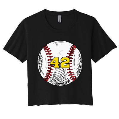 Baseball Jersey Favorite Lucky Number 42 Women's Crop Top Tee