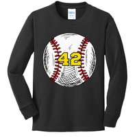 Baseball Jersey Favorite Lucky Number 42 Kids Long Sleeve Shirt