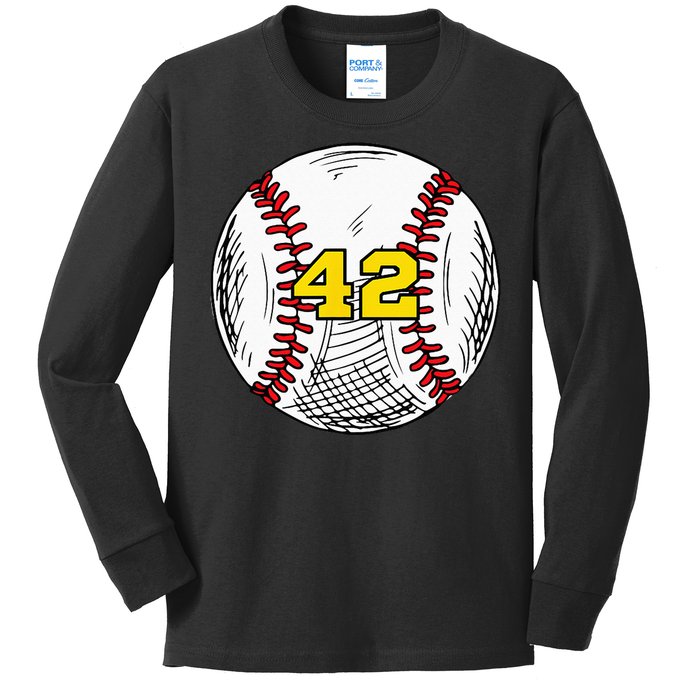 Baseball Jersey Favorite Lucky Number 42 Kids Long Sleeve Shirt