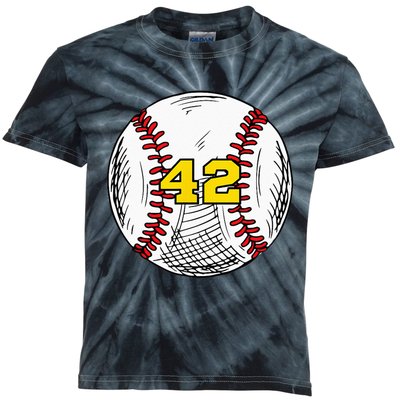 Baseball Jersey Favorite Lucky Number 42 Kids Tie-Dye T-Shirt