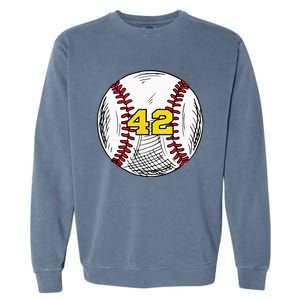 Baseball Jersey Favorite Lucky Number 42 Garment-Dyed Sweatshirt