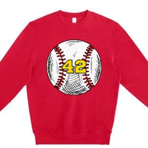 Baseball Jersey Favorite Lucky Number 42 Premium Crewneck Sweatshirt