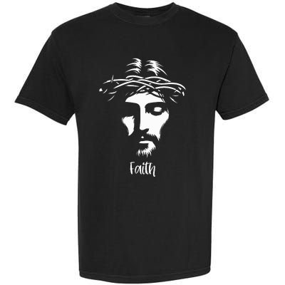 Beautiful Jesus Face Crown Of Thorns Christian Faith Peace Garment-Dyed Heavyweight T-Shirt