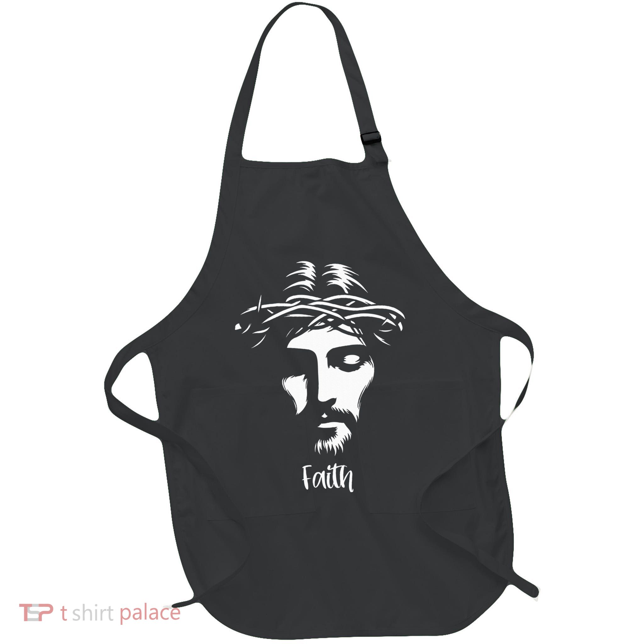 Beautiful Jesus Face Crown Of Thorns Christian Faith Peace Apron