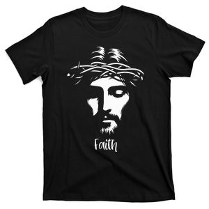 Beautiful Jesus Face Crown Of Thorns Christian Faith Peace T-Shirt