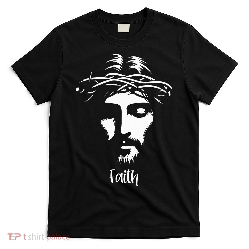 Beautiful Jesus Face Crown Of Thorns Christian Faith Peace T-Shirt