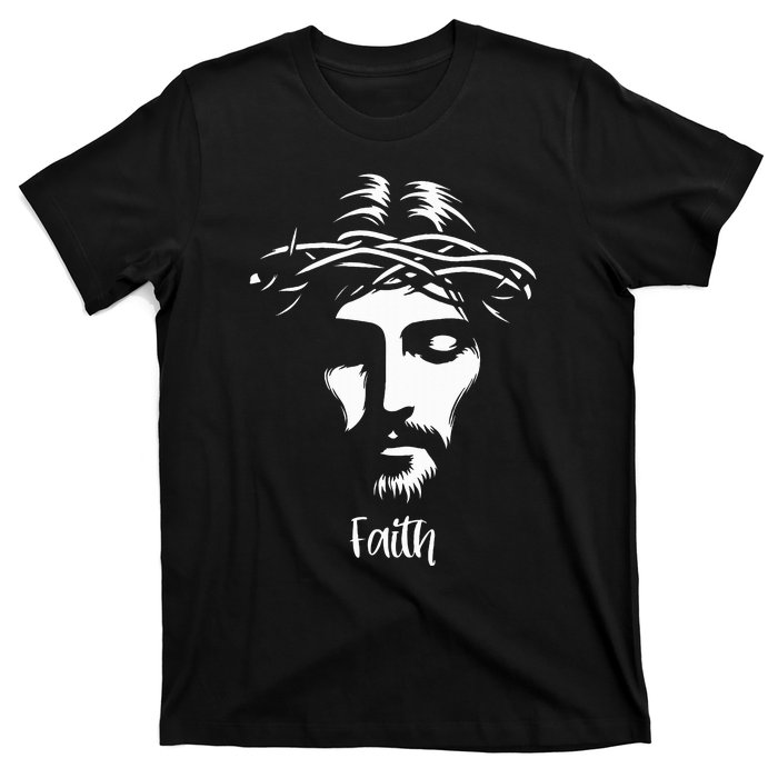 Beautiful Jesus Face Crown Of Thorns Christian Faith Peace T-Shirt