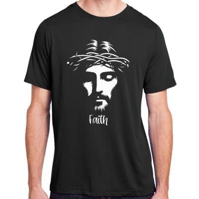 Beautiful Jesus Face Crown Of Thorns Christian Faith Peace Adult ChromaSoft Performance T-Shirt