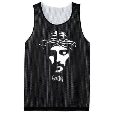 Beautiful Jesus Face Crown Of Thorns Christian Faith Peace Mesh Reversible Basketball Jersey Tank