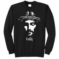 Beautiful Jesus Face Crown Of Thorns Christian Faith Peace Tall Sweatshirt