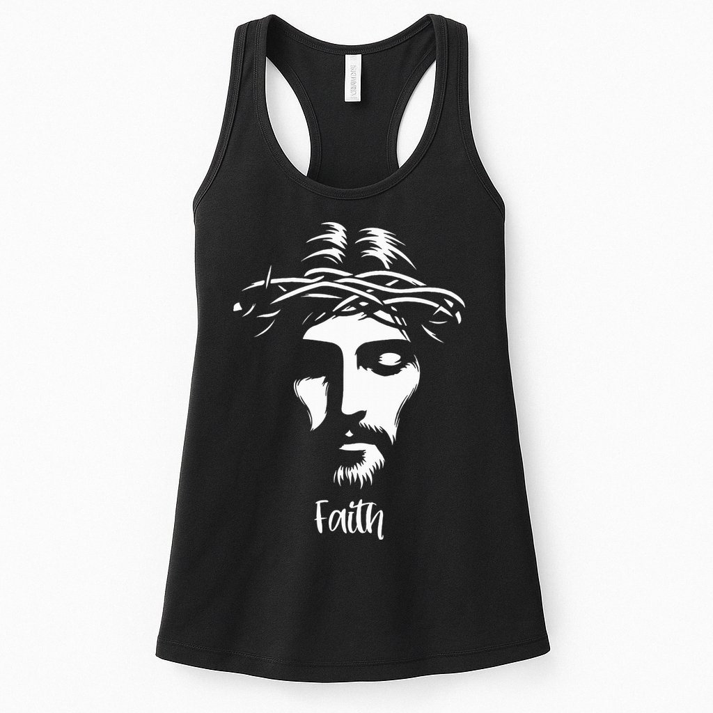 Beautiful Jesus Face Crown Of Thorns Christian Faith Peace Womens Tank Top