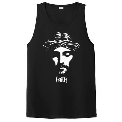 Beautiful Jesus Face Crown Of Thorns Christian Faith Peace PosiCharge Competitor Tank