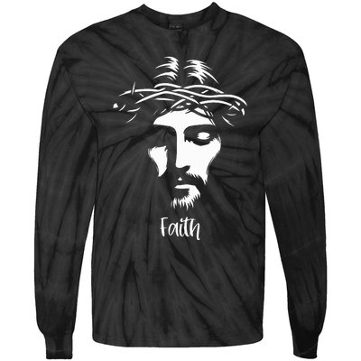 Beautiful Jesus Face Crown Of Thorns Christian Faith Peace Tie-Dye Long Sleeve Shirt